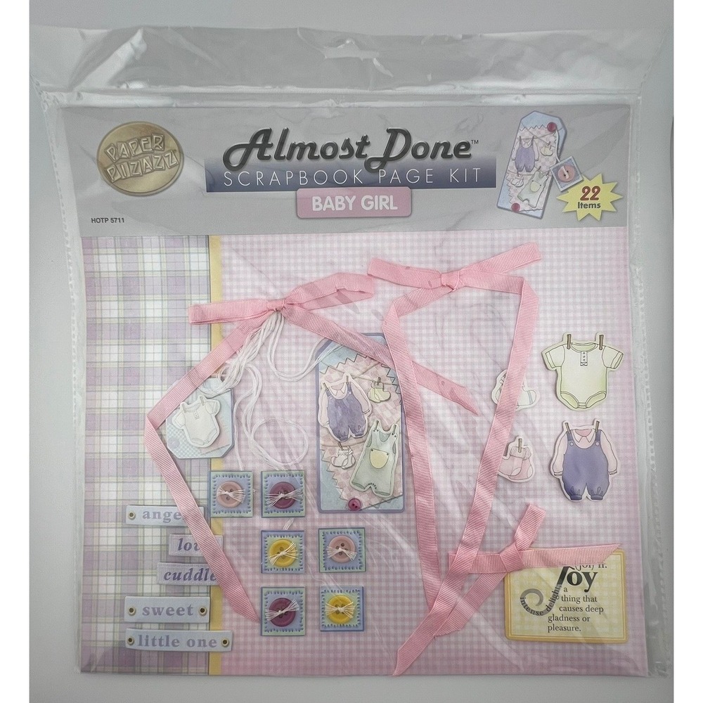 Paper Pizazz Almost Done‎ Scrapbook Page Kit Baby Girl 12x12 22 Pieces 2005